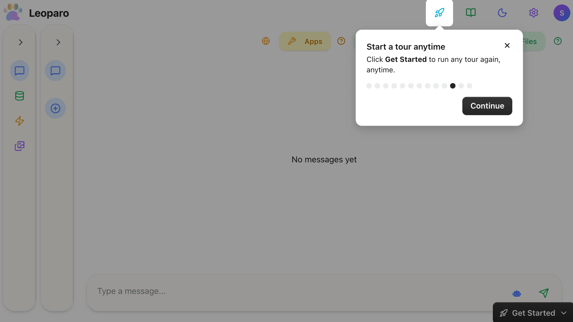 Start a tour anytime