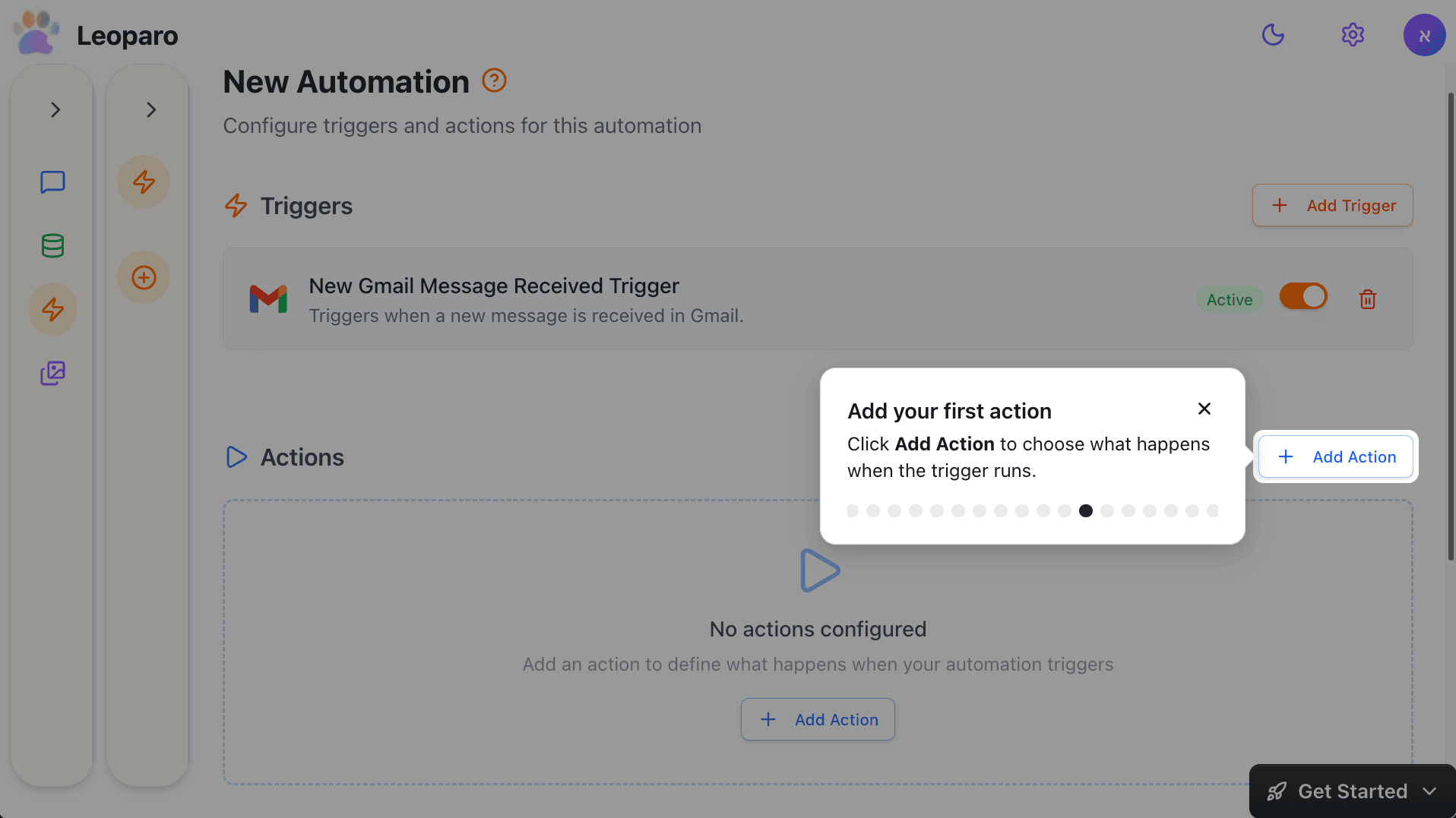 Add your first action