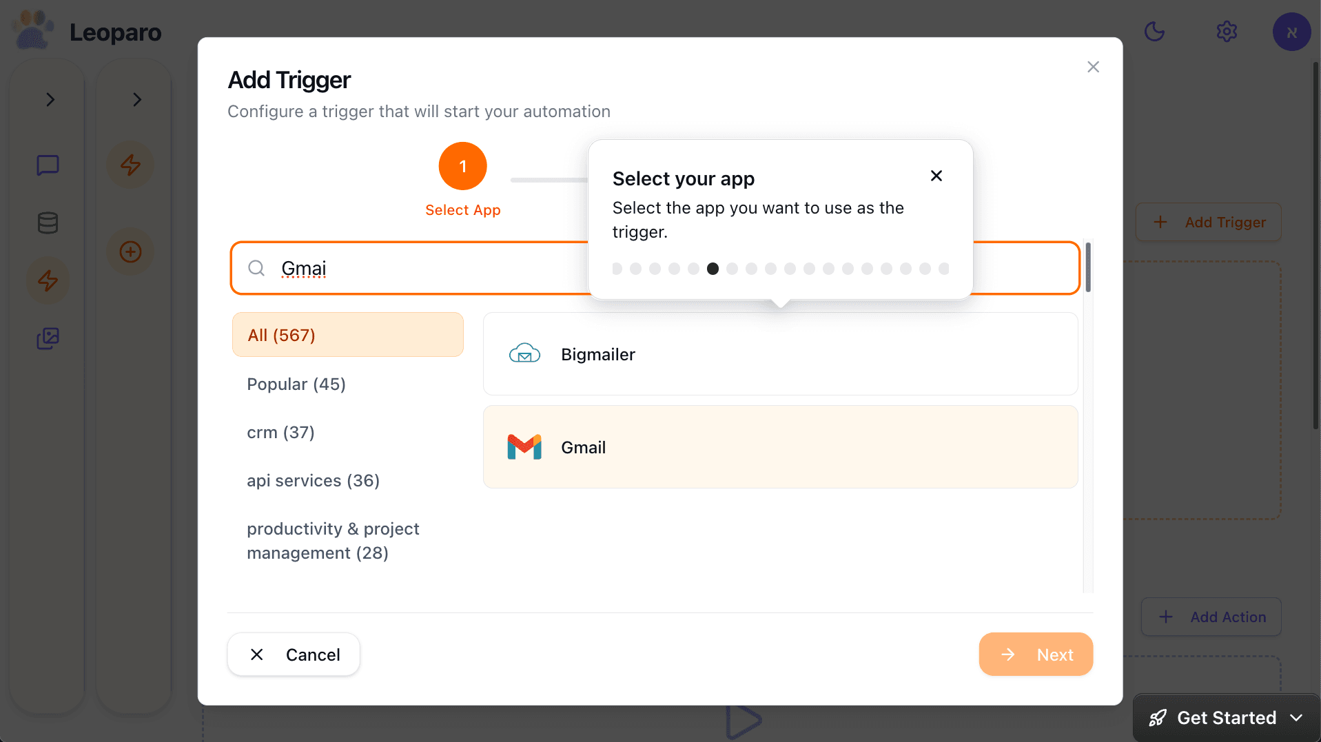 Select your app